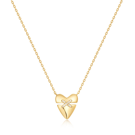 Gold Heart Kiss Pavé Necklace - Ania Haie