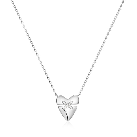 Silver Heart Kiss Pavé Necklace - Ania Haie