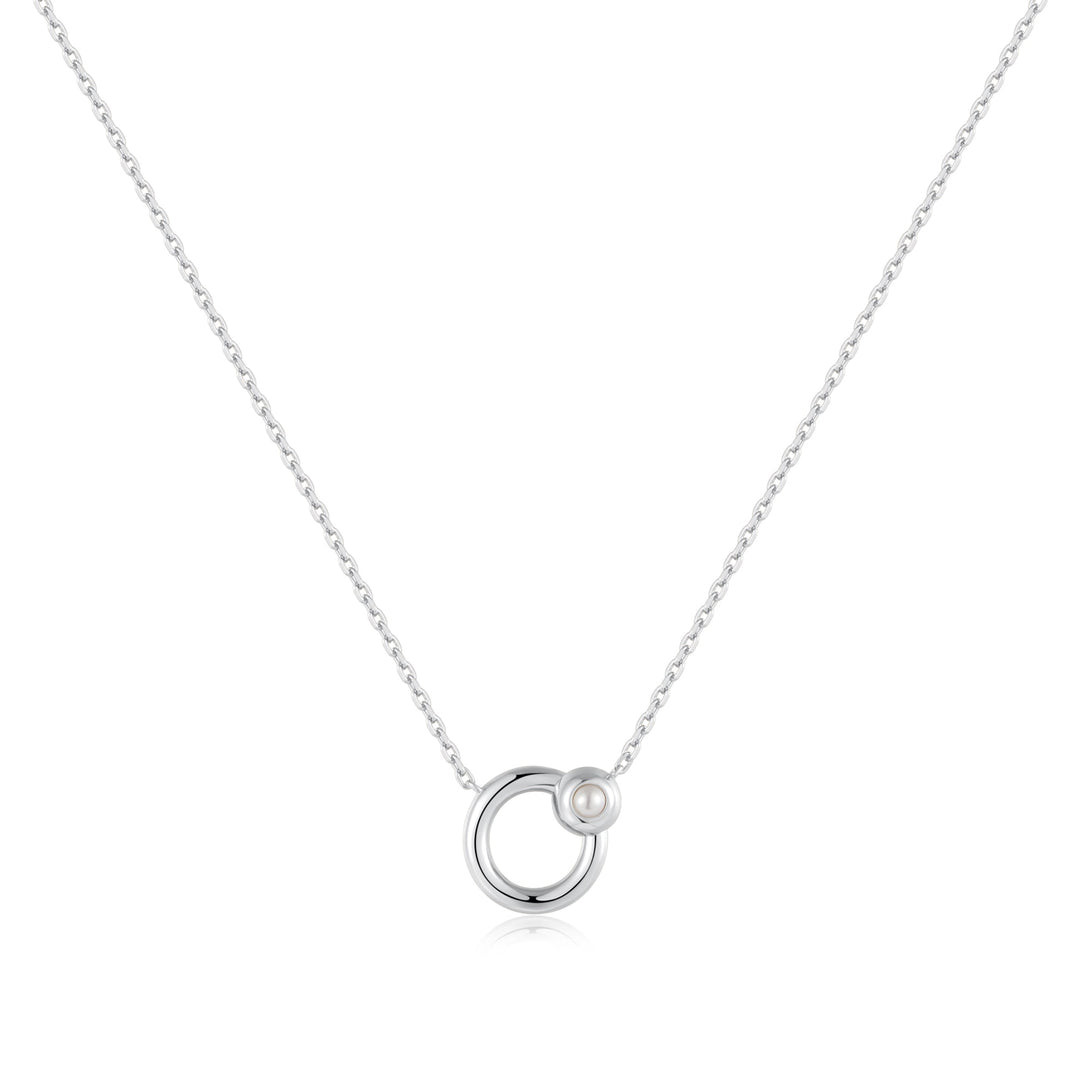 Silver Hoop Freshwater Pearl Necklace - Ania Haie