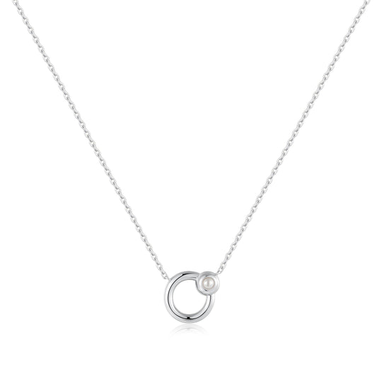 Silver Hoop Freshwater Pearl Necklace - Ania Haie