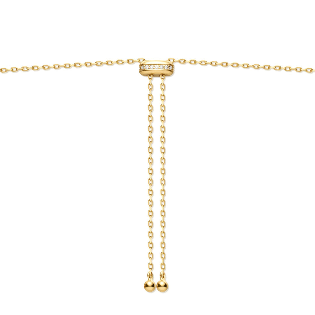 Gold Freshwater Pearl and White Cubic Zirconia Bezel Set Slider Necklace - Ania Haie