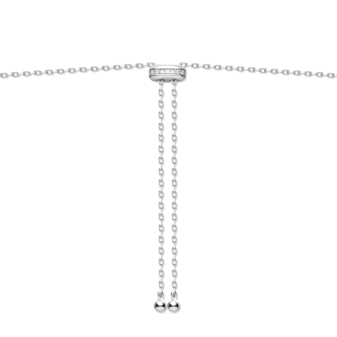 Silver Freshwater Pearl and White Cubic Zirconia Bezel Set Slider Necklace - Ania Haie