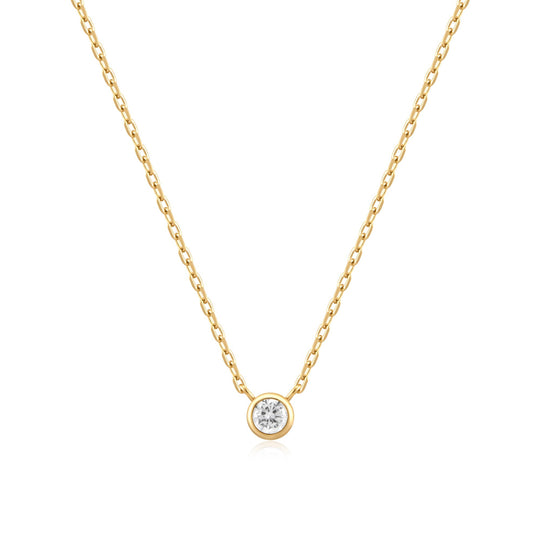 Gold Round Solitaire Cubic Zirconia Necklace - Ania Haie