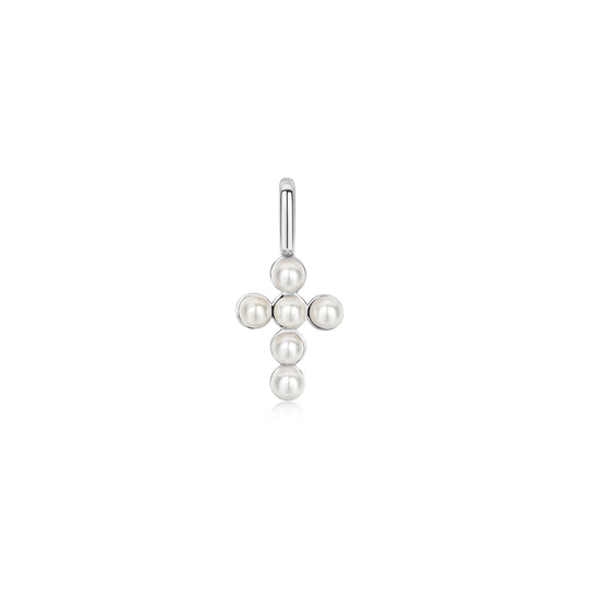 Silver Shell Pearl Cross Charm - Ania Haie