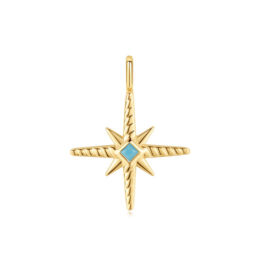 Gold Turquoise and Cubic Ziconia Star Charm - Ania Haie