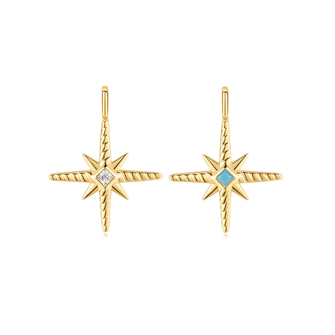 Gold Turquoise and Cubic Ziconia Star Charm - Ania Haie