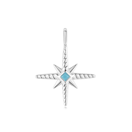 Silver Turquoise and Cubic Ziconia Star Charm - Ania Haie