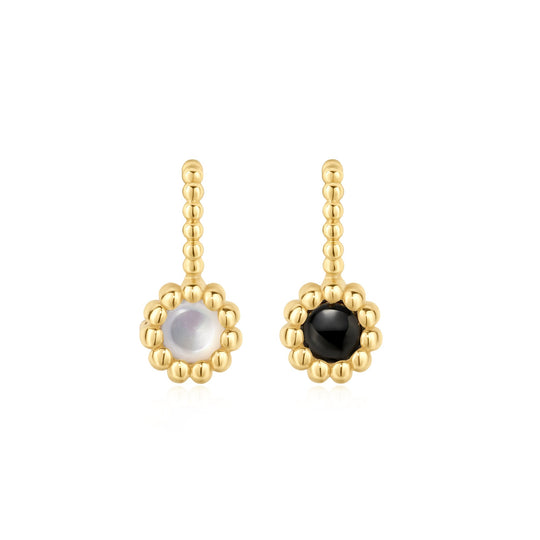 Gold Black Onyx and Mother of Pearl Charm - Ania Haie