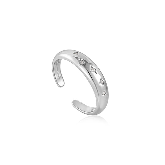 Silver Scattered Stars Adjustable Ring