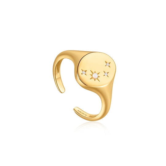 Gold Starry Kyoto Opal Adjustable Signet Ring - Ania Haie