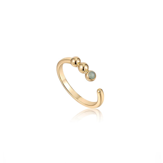 Gold Orb Amazonite Adjustable Ring - Ania Haie