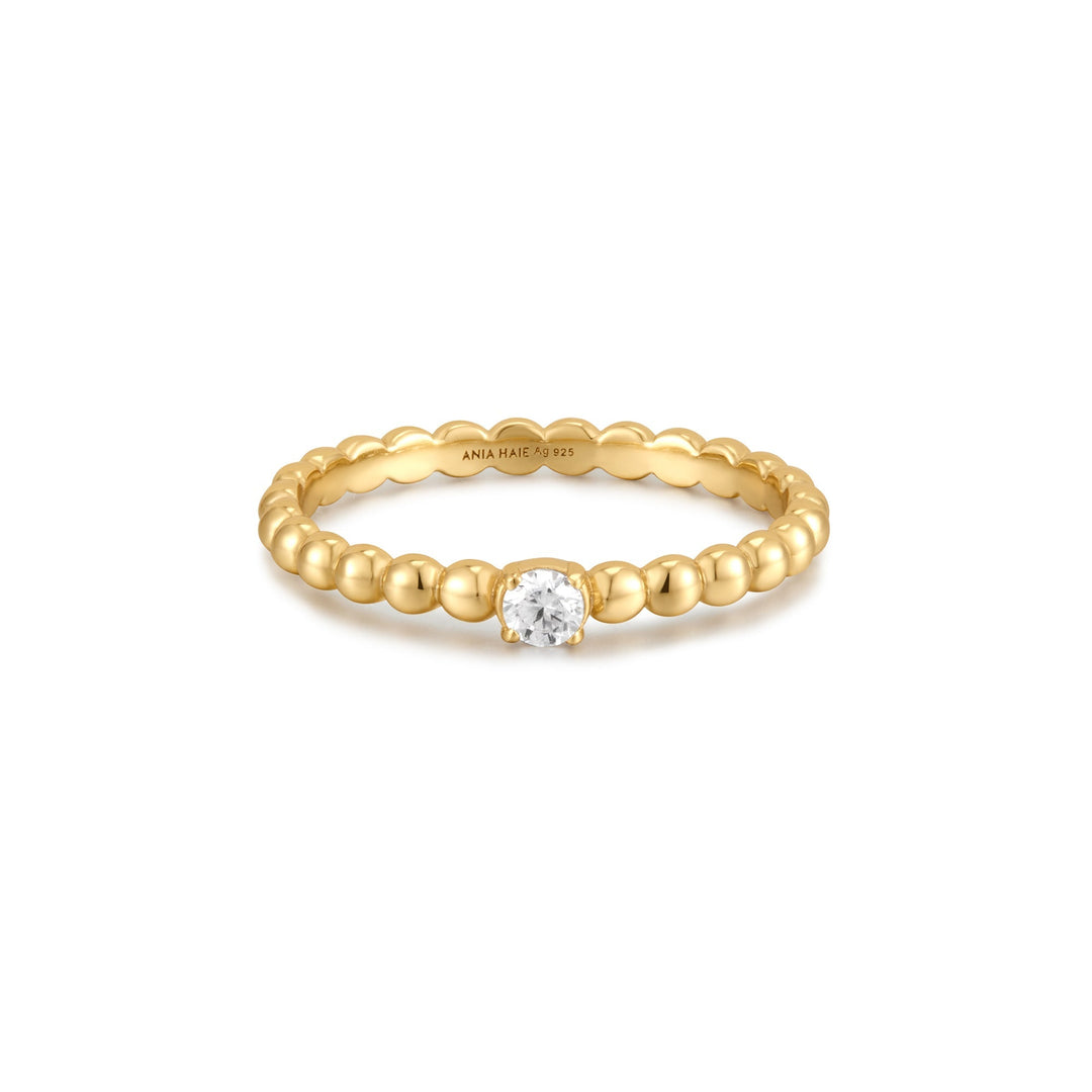 Gold Cubic Zirconia Round Dome Ring - Ania Haie