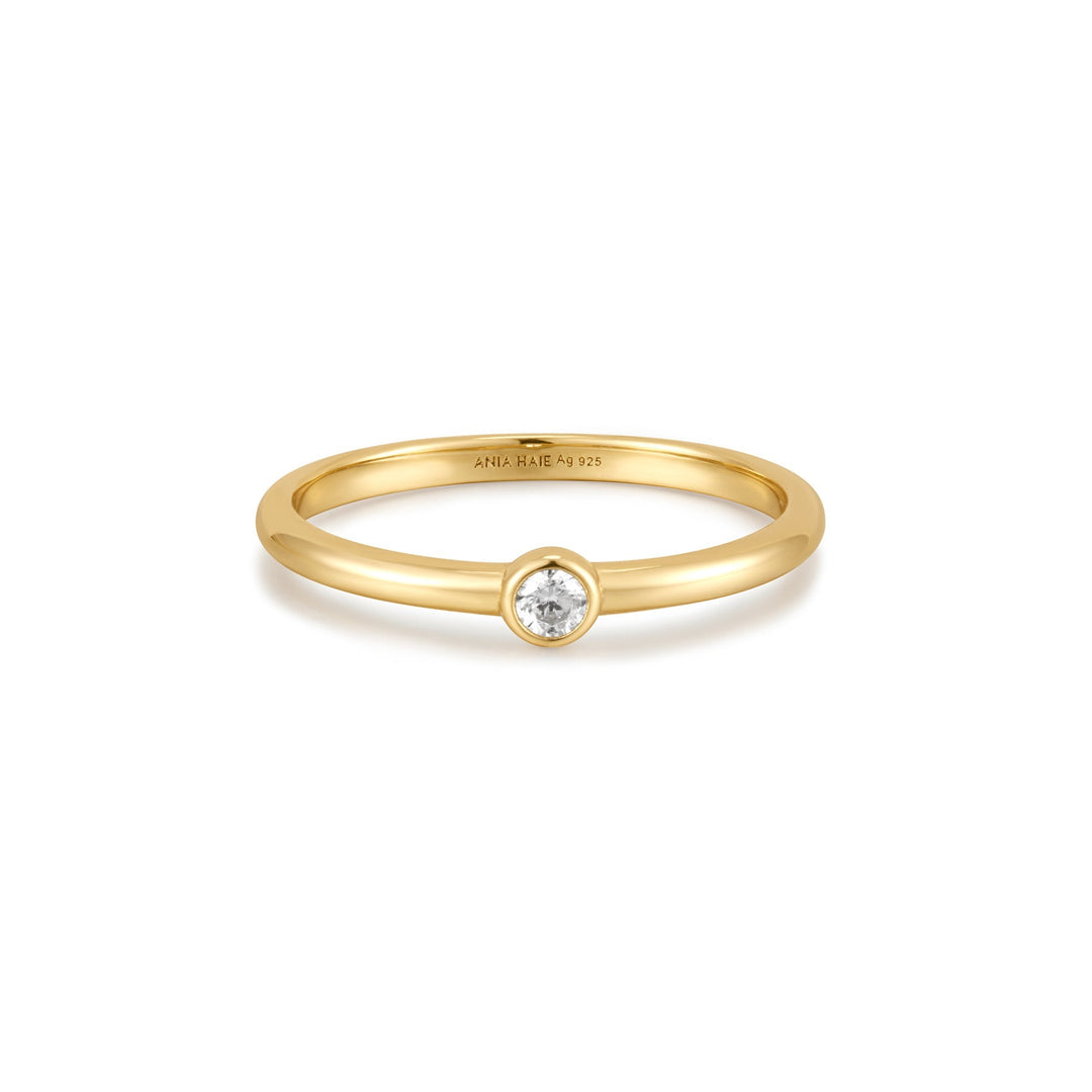 Gold Half Round Cubic Zirconia Ring - Ania Haie