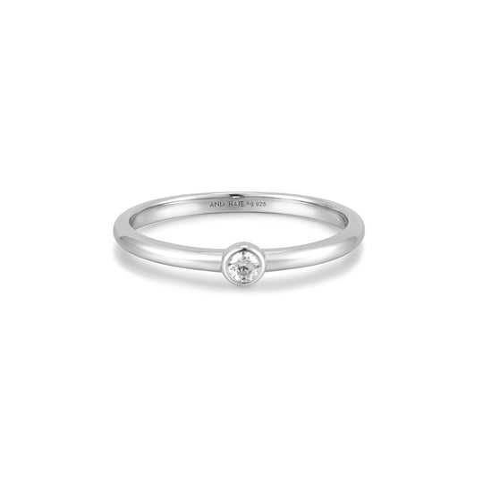 Silver Half Round Cubic Zirconia Ring - Ania Haie