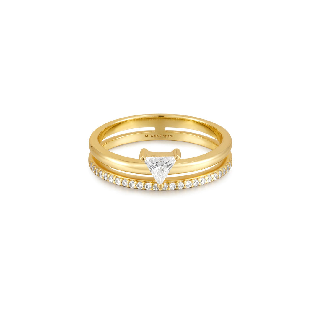 Gold Double White Triangle Stacker Ring - Ania Haie