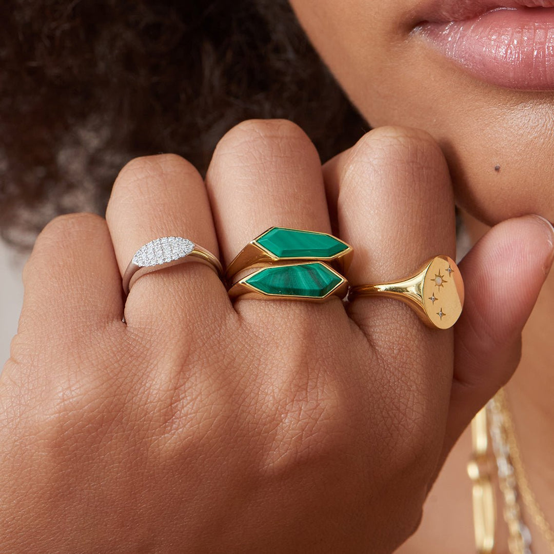 Gold Starry Kyoto Opal Adjustable Signet Ring - Ania Haie