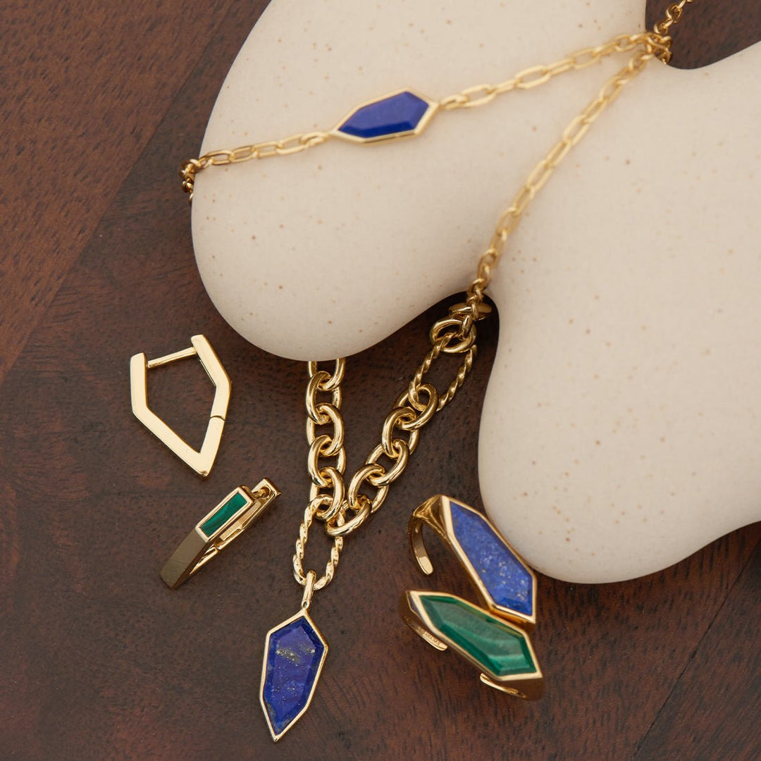 Gold Lapis Emblem Chain Bracelet - Ania Haie