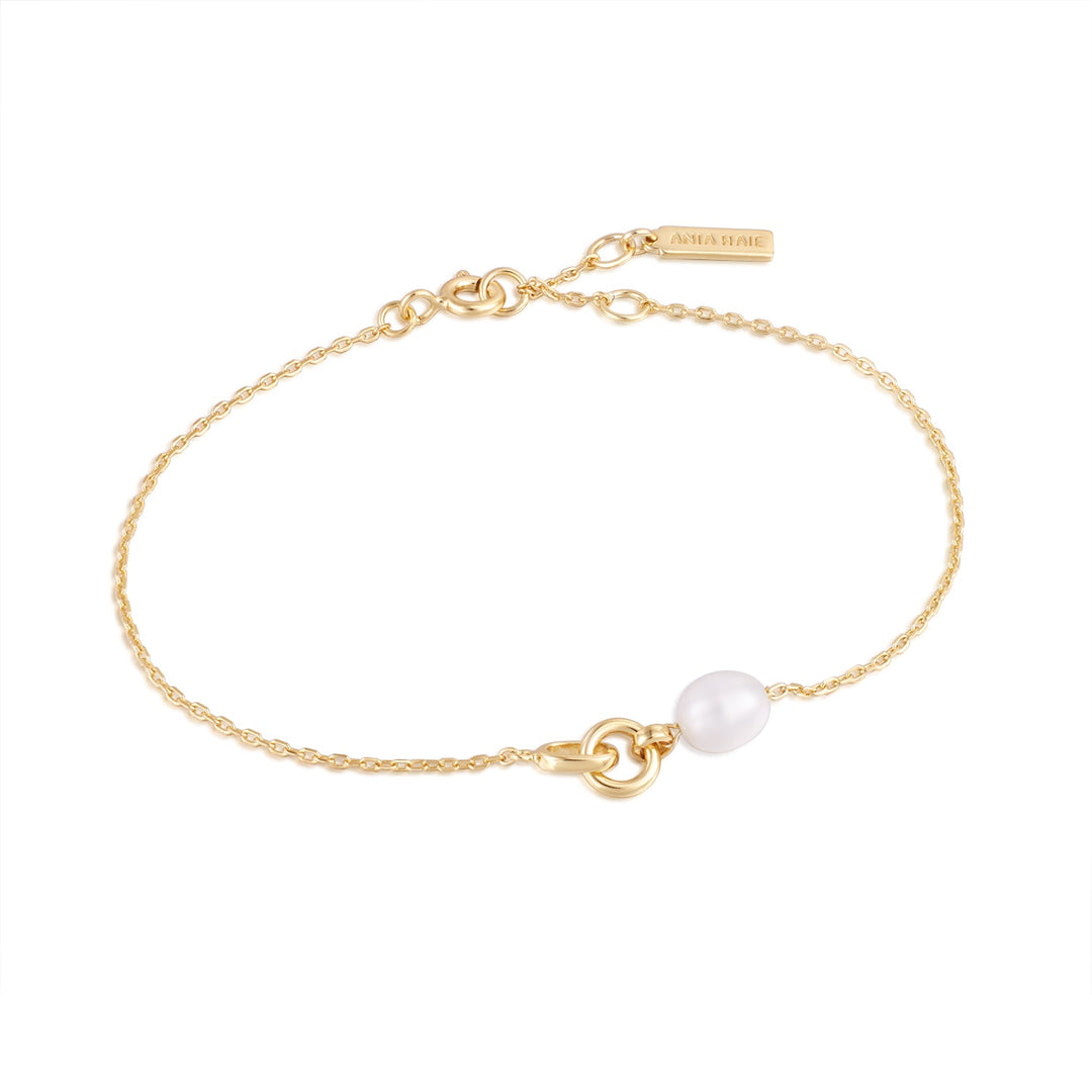 Gold Pearl Link Chain Bracelet - Ania Haie