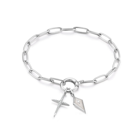 Silver Link Charm Chain Connector Bracelet - Ania Haie