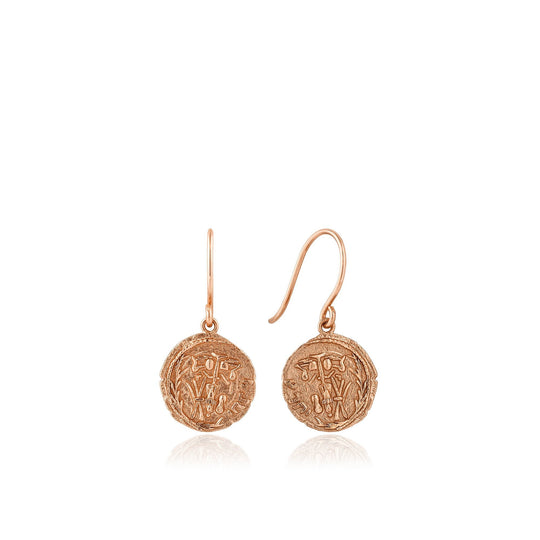 Rose Gold Emblem Hook Earrings