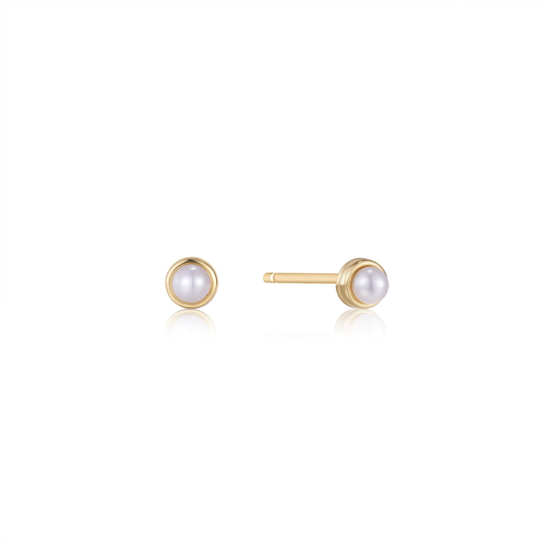 Gold Pearl Cabochon Stud Earrings - Ania Haie