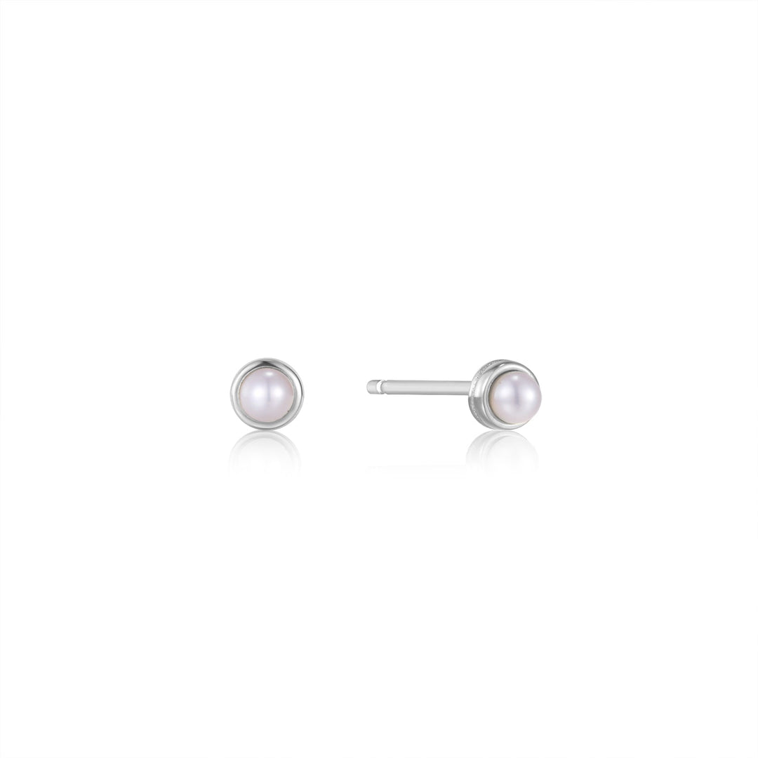 Silver Pearl Cabochon Stud Earrings - Ania Haie