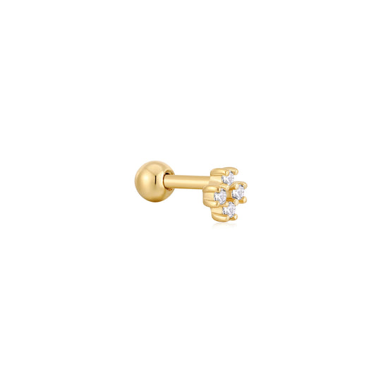 Gold Sparkle Cross Barbell Single Earring - Ania Haie