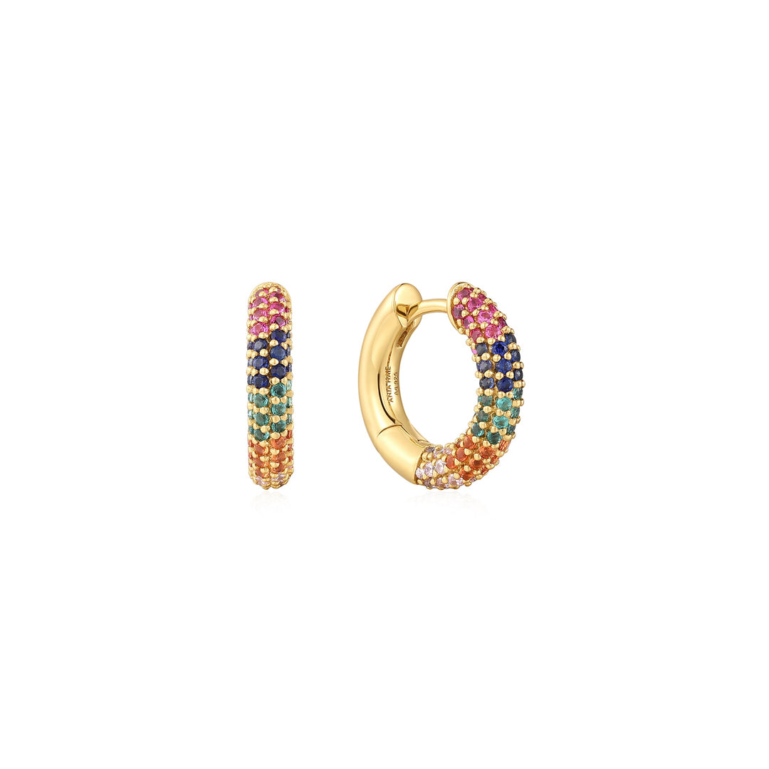 Gold Rainbow Huggie Hoop Earrings - Ania Haie
