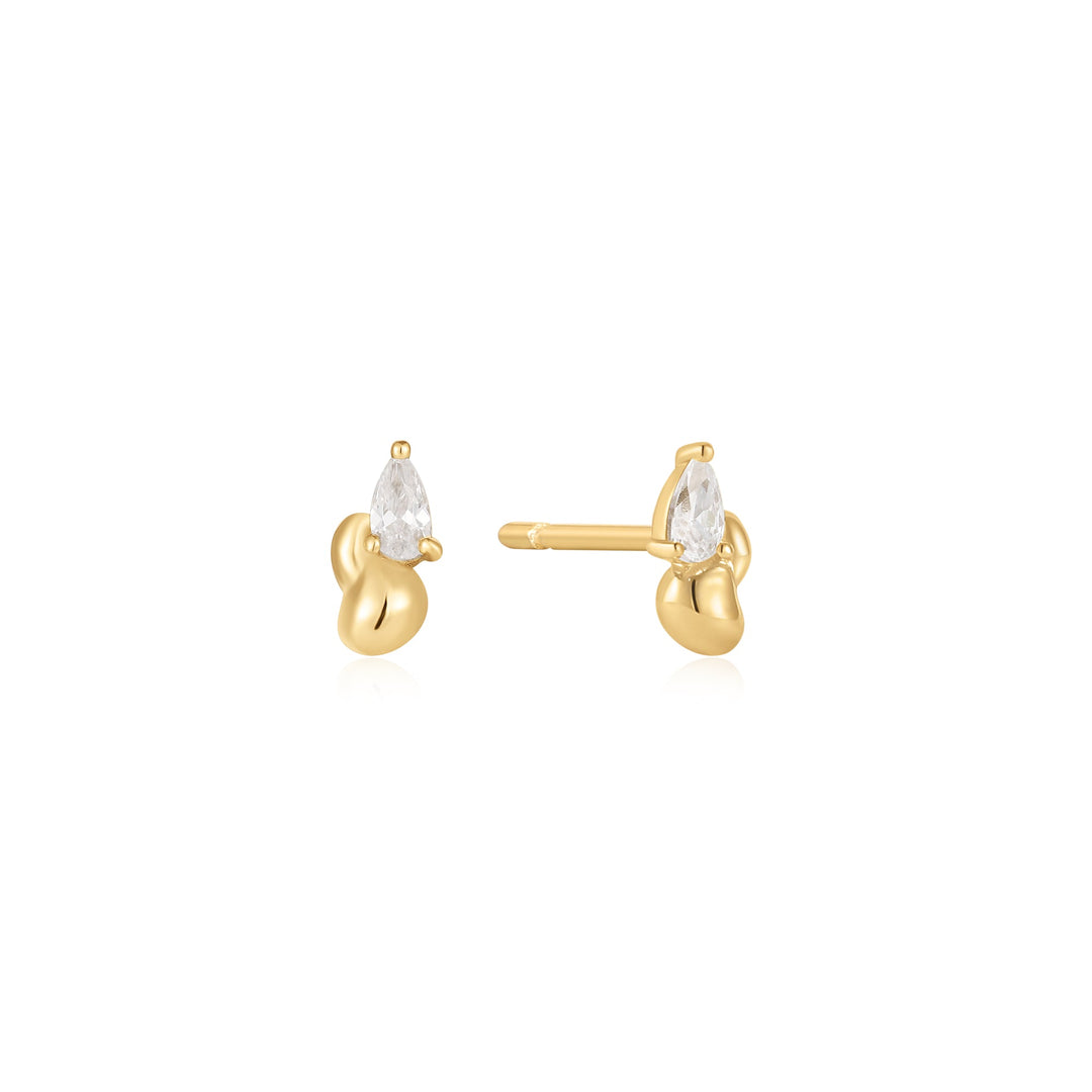 Gold Twisted Wave Stud Earrings - Ania Haie