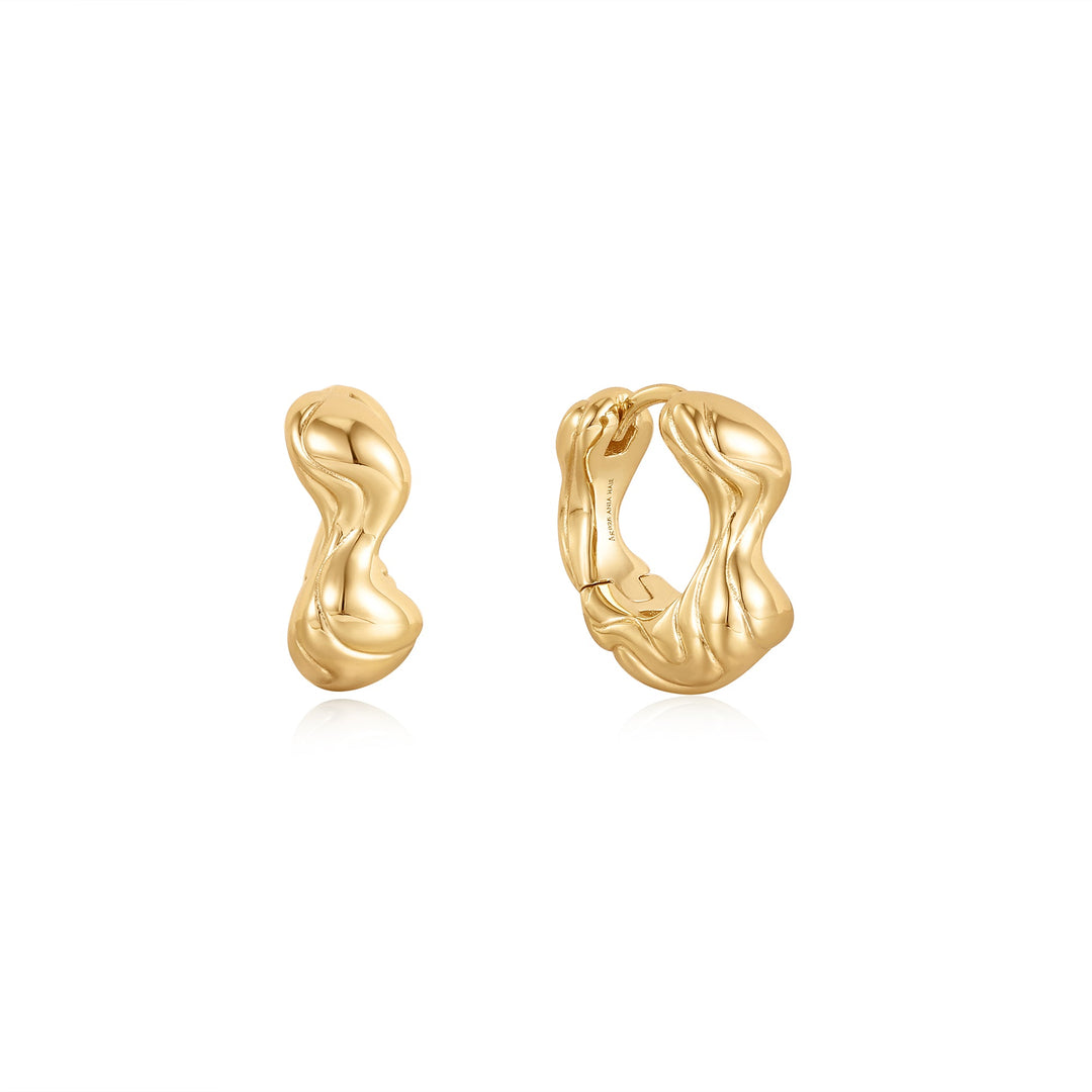 Gold Twisted Wave Thick Hoop Earrings - Ania Haie