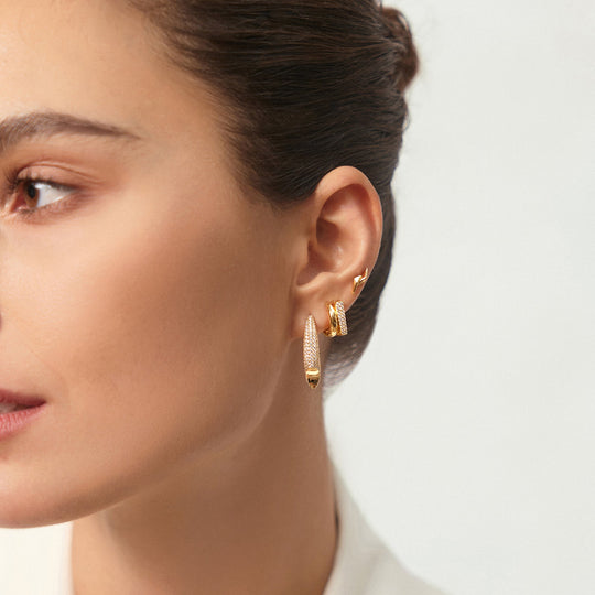 Gold Pavé Arrow Hoop Earrings - Ania Haie