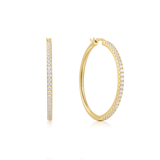 Gold Pavé Hoop Earrings - Ania Haie