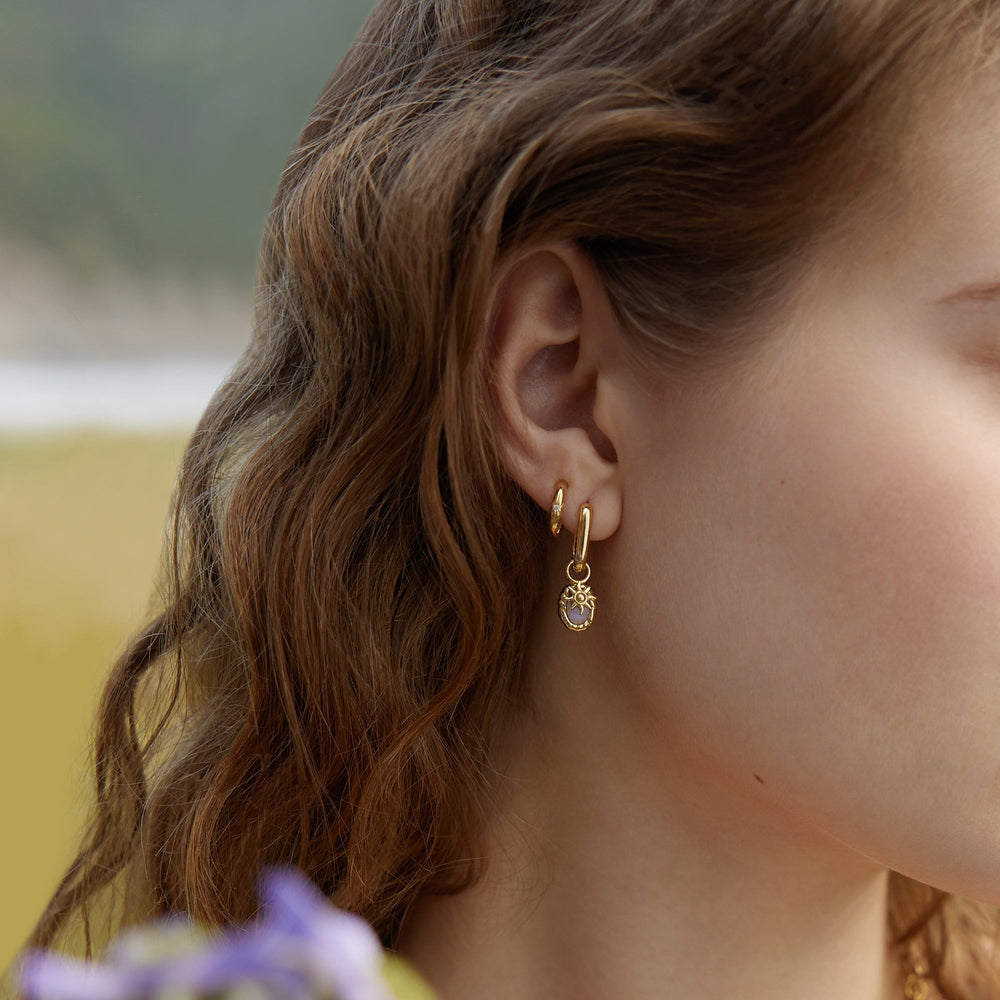 Gold Oval Blue Agate Earring Charm - Ania Haie