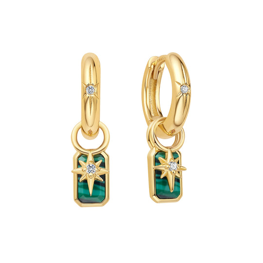 Gold Faceted Malachite Earring Charm - Ania Haie