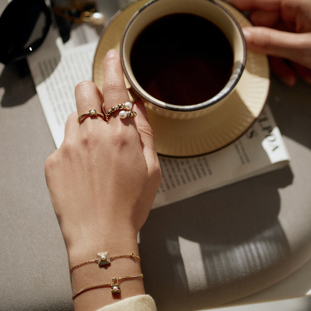 Gold Pearl Pave Bracelet - Ania Haie