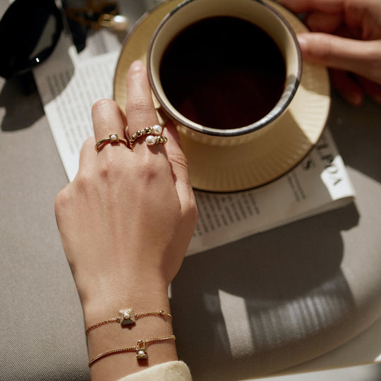 Gold Pearl Modernist Band Ring - Ania Haie