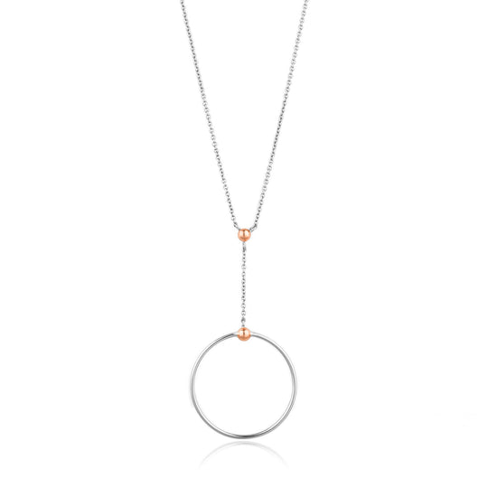 Silver Orbit Drop Circle Necklace