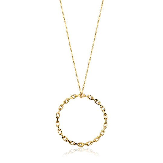 Gold Chain Circle Pendant Necklace