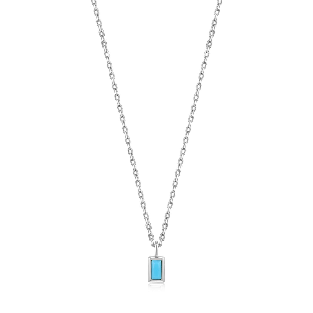Turquoise Drop Pendant Silver Necklace