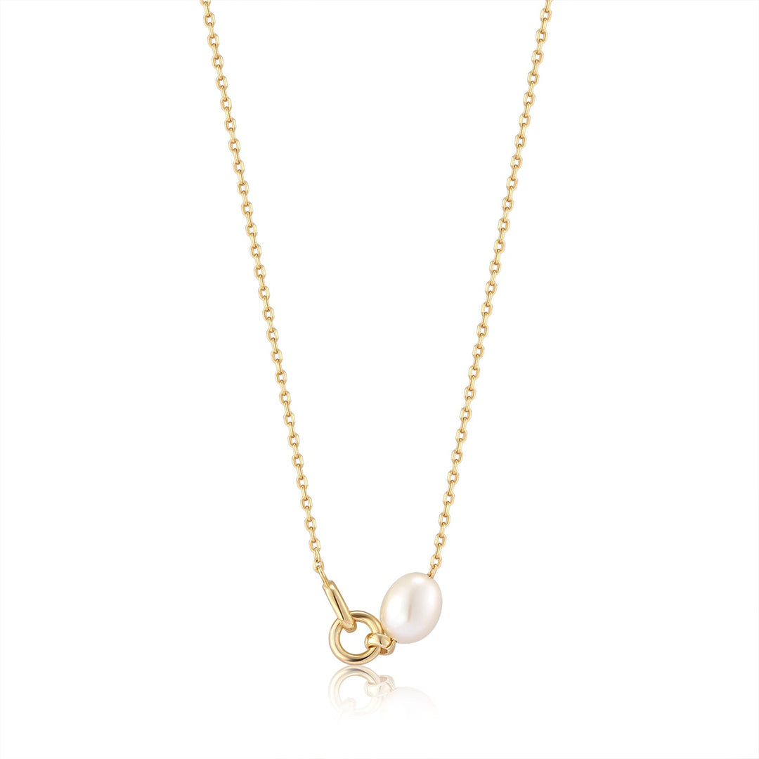 Gold Pearl Link Chain Necklace - Ania Haie