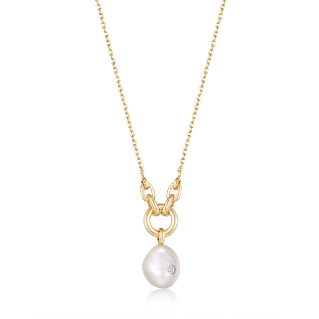 Gold Pearl Sparkle Pendant Necklace - Ania Haie