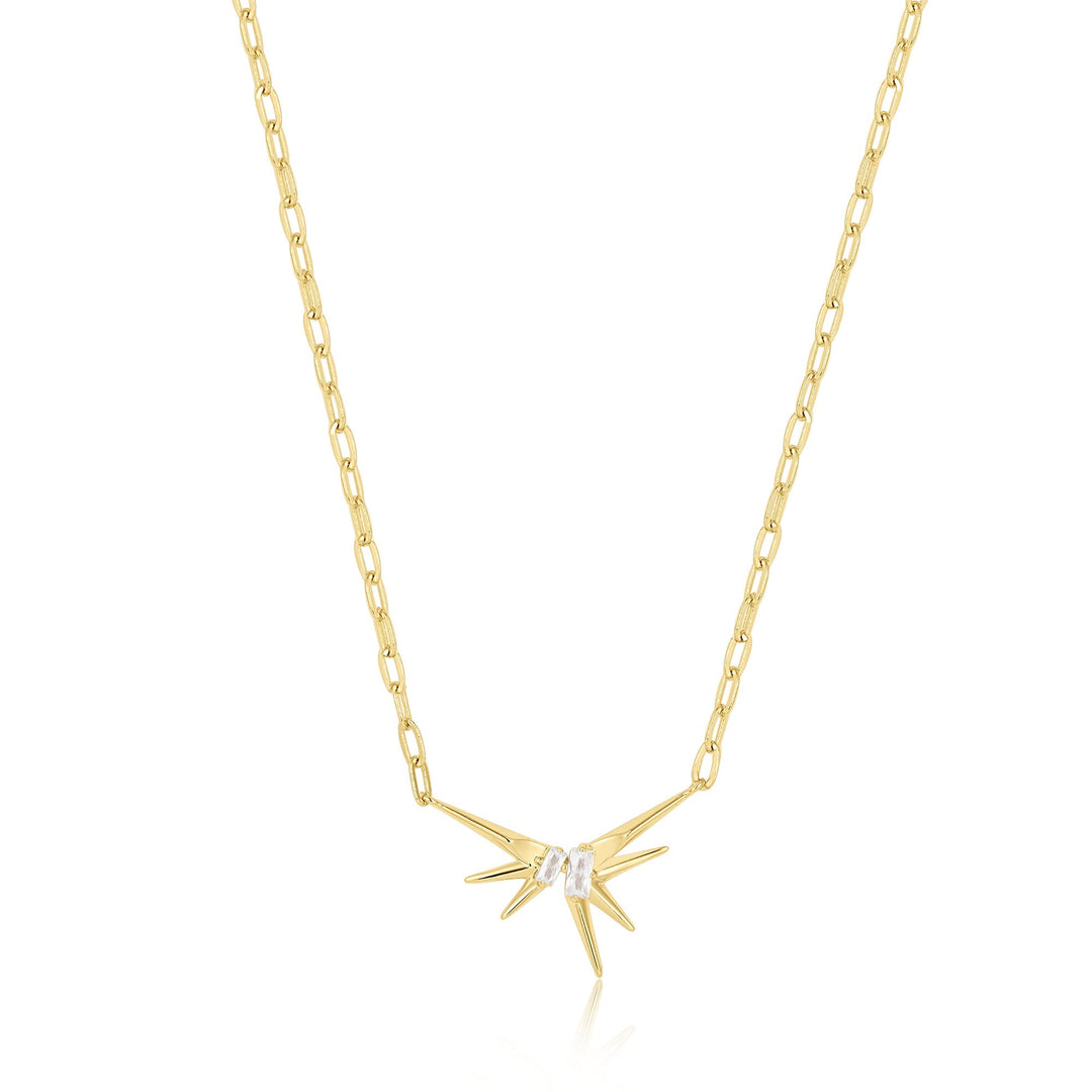Gold Sparkle Spike Pendant Necklace