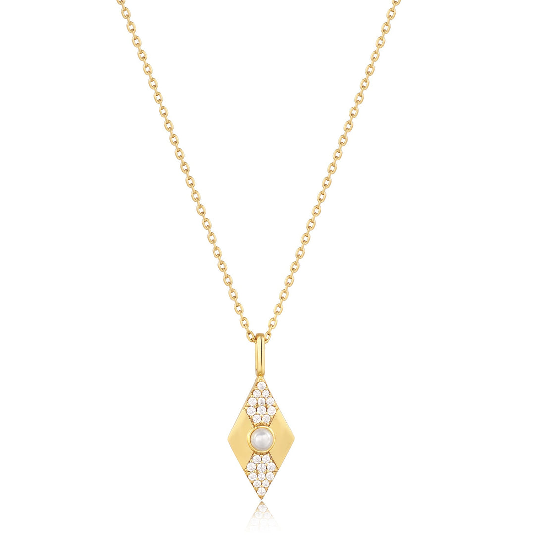 Gold Pearl Geometric Pendant Necklace - Ania Haie