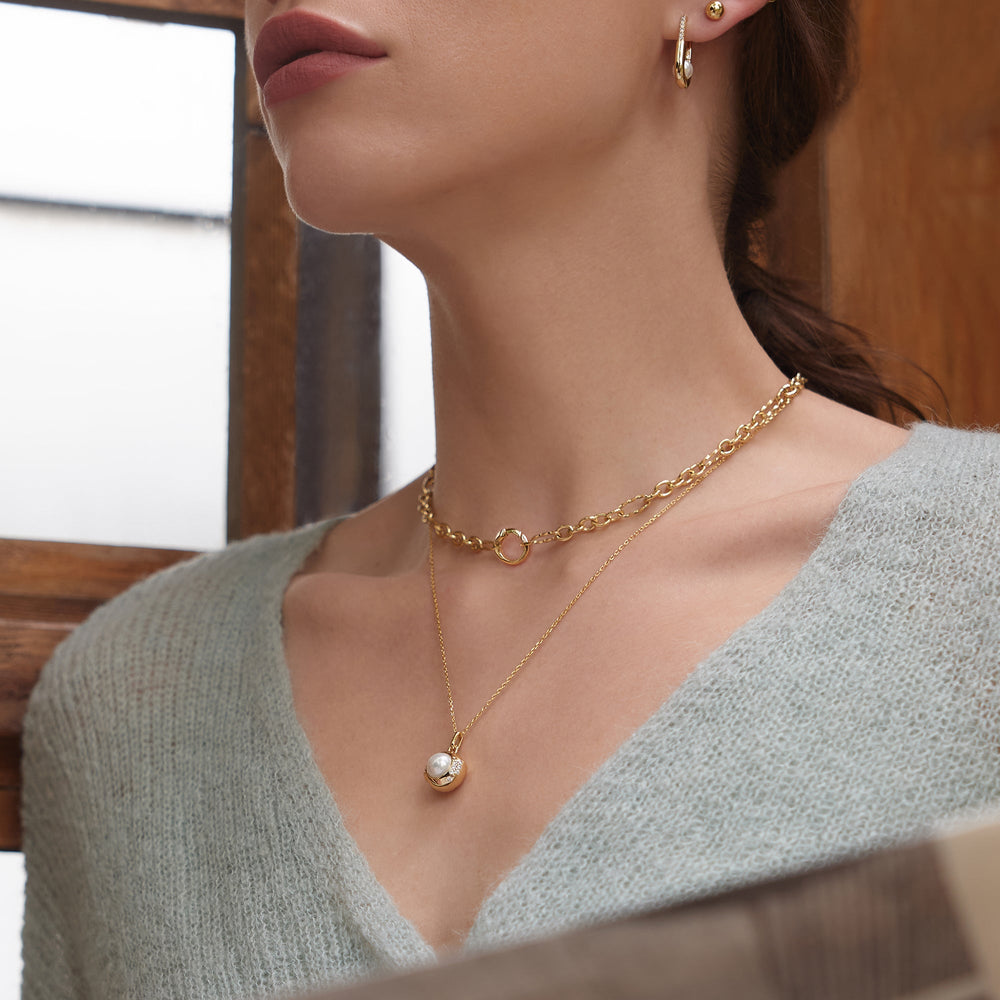 Gold Pearl Sphere Pendant Necklace - Ania Haie