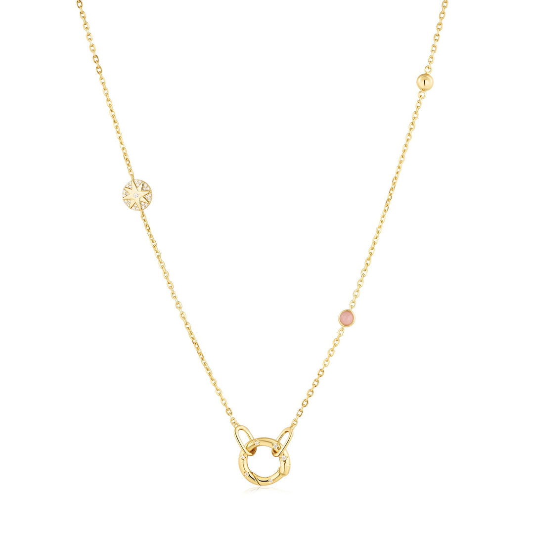 Gold Star Rose Quartz Charm Connector Necklace - Ania Haie