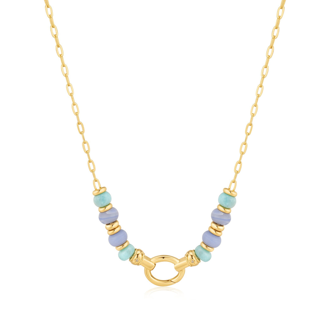 Gold Amazonite and Agate Charm Connector Necklace - Ania Haie