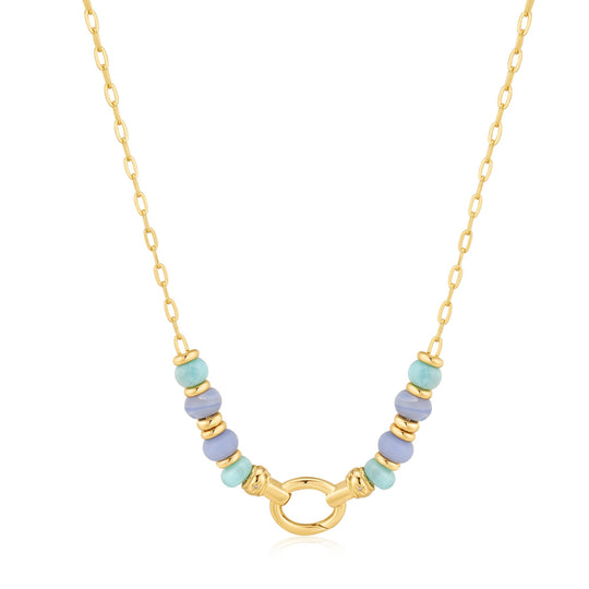Gold Amazonite and Agate Charm Connector Necklace - Ania Haie