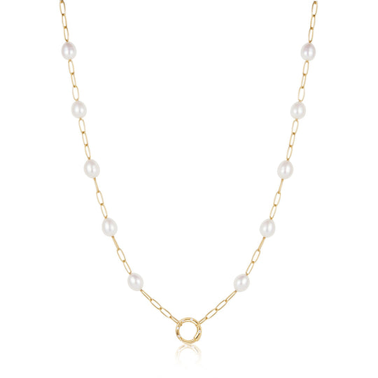 Gold Pearl Chain Charm Connector Necklace - Ania Haie