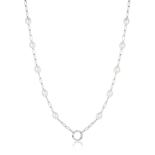 Silver Pearl Chain Charm Connector Necklace - Ania Haie