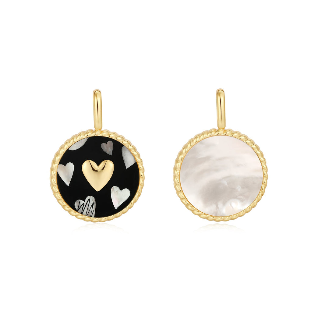 Gold Heart Enamel and Mother of Pearl Charm - Ania Haie